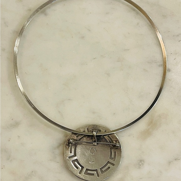 Sterling Choker w Large Mayan Pendant from Mexico - Picture 2 of 10